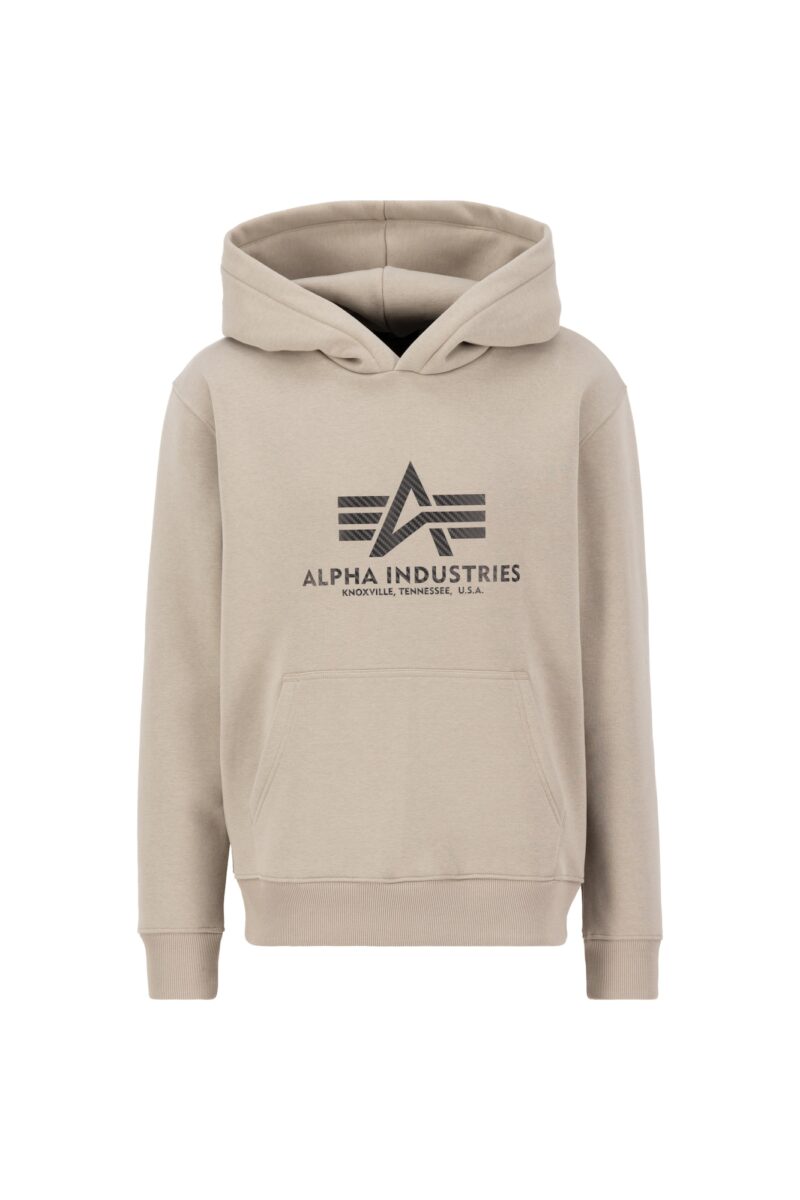 ALPHA INDUSTRIES Bluză de molton ' Basic Hoody Carbon'  nisipiu / maro închis