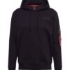 ALPHA INDUSTRIES Bluză de molton 'Red Stripe'  negru / alb