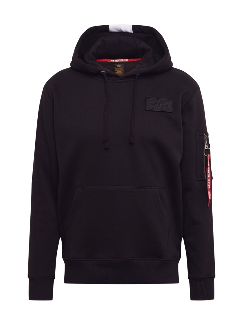 ALPHA INDUSTRIES Bluză de molton 'Red Stripe'  negru / alb