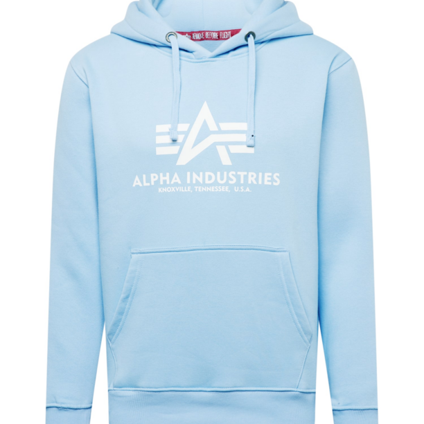 ALPHA INDUSTRIES Bluză de molton  albastru deschis / alb