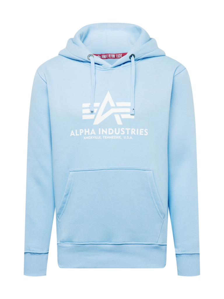 ALPHA INDUSTRIES Bluză de molton  albastru deschis / alb