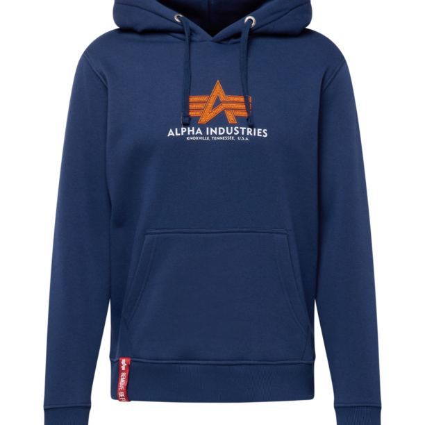 ALPHA INDUSTRIES Bluză de molton  bleumarin / portocaliu / alb