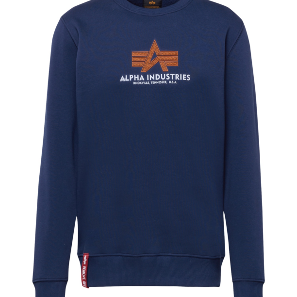 ALPHA INDUSTRIES Bluză de molton  bleumarin / portocaliu / alb