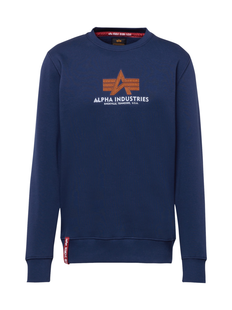 ALPHA INDUSTRIES Bluză de molton  bleumarin / portocaliu / alb