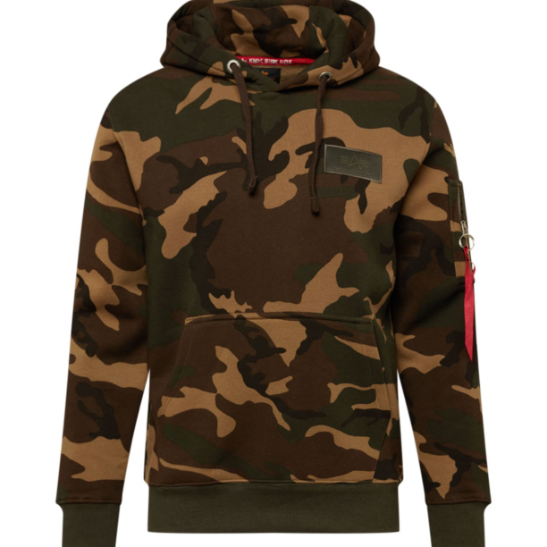 ALPHA INDUSTRIES Bluză de molton  ciocolatiu / maro închis / kaki / portocaliu