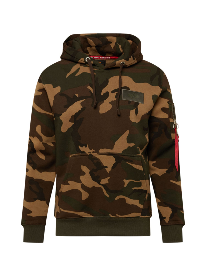 ALPHA INDUSTRIES Bluză de molton  ciocolatiu / maro închis / kaki / portocaliu