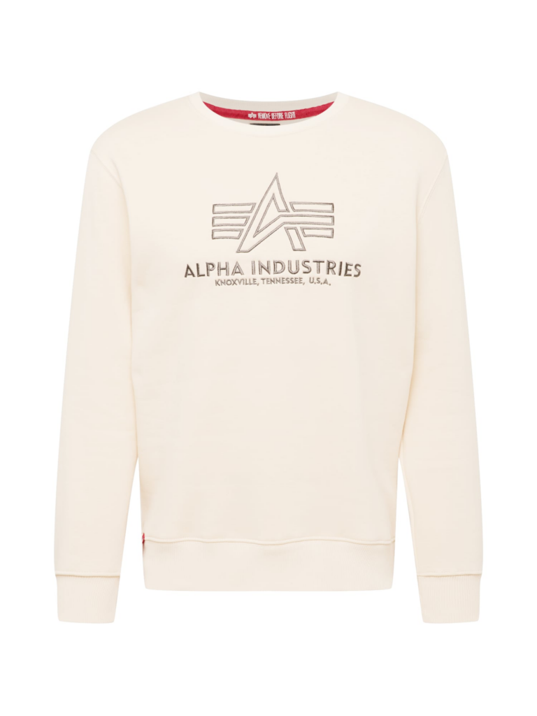 ALPHA INDUSTRIES Bluză de molton  crem / gri închis