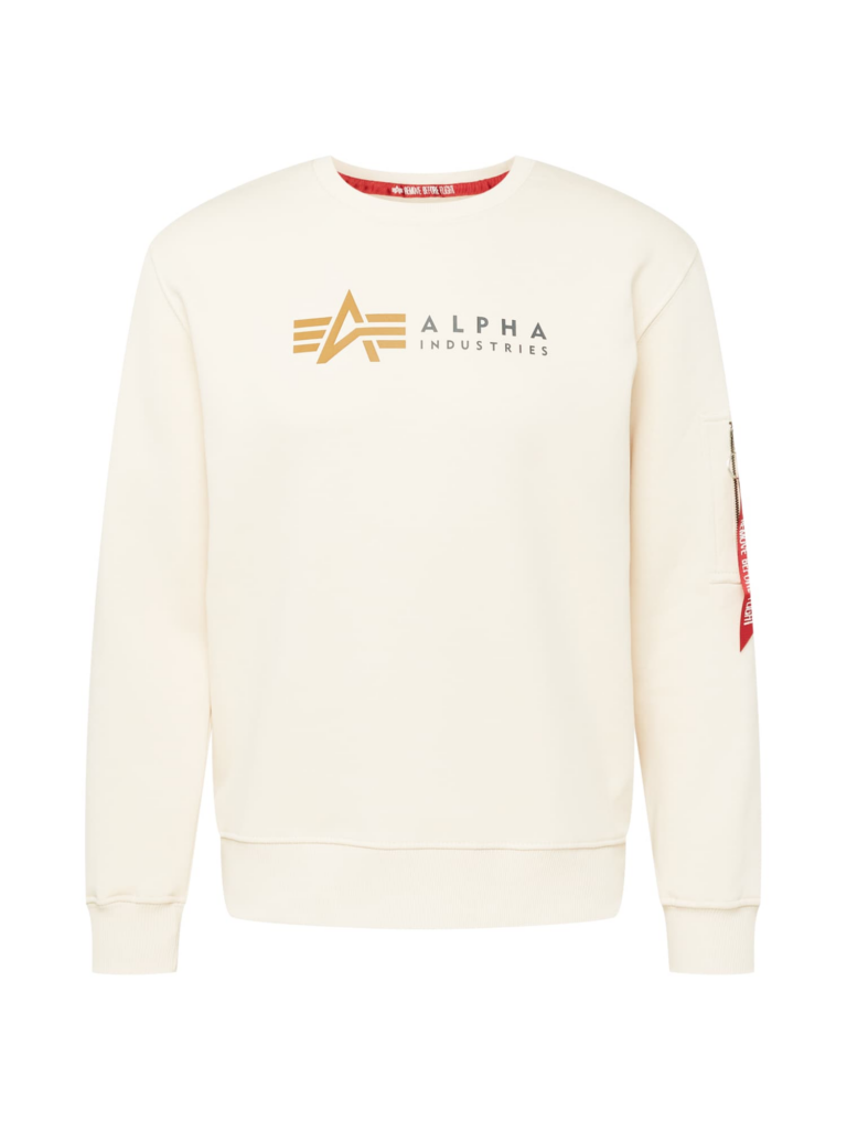 ALPHA INDUSTRIES Bluză de molton  crem / nisipiu / gri închis / roșu