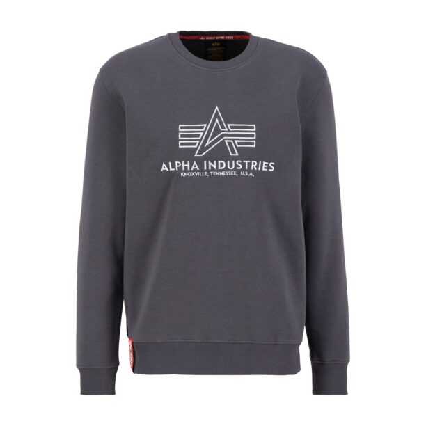 ALPHA INDUSTRIES Bluză de molton  gri / alb