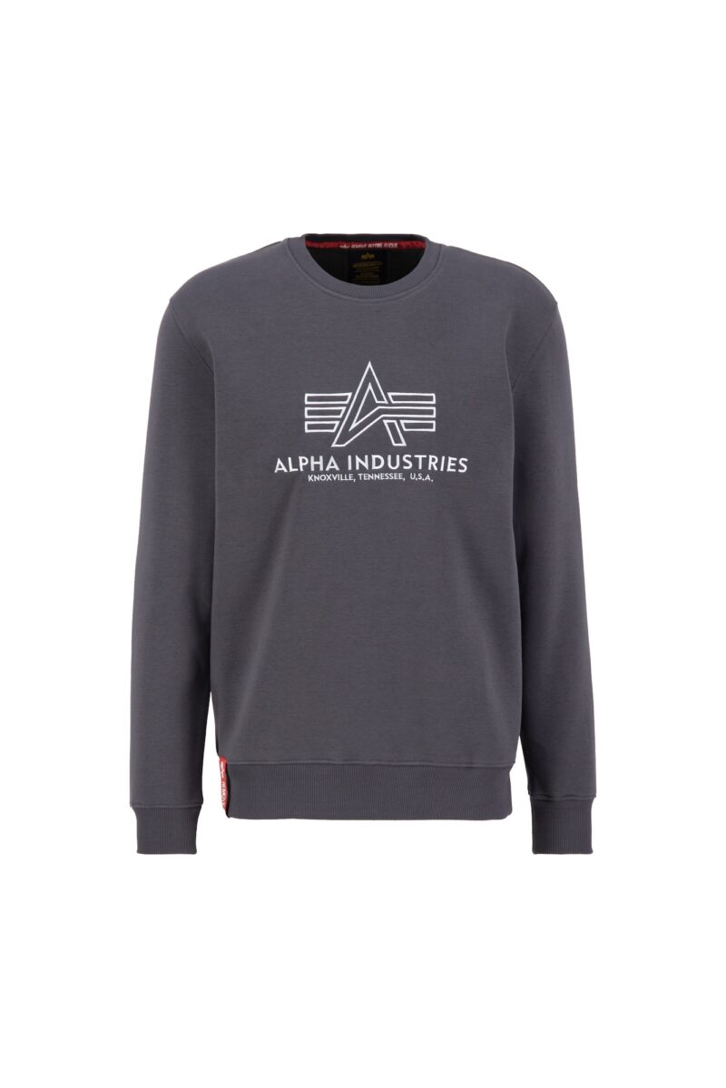 ALPHA INDUSTRIES Bluză de molton  gri / alb