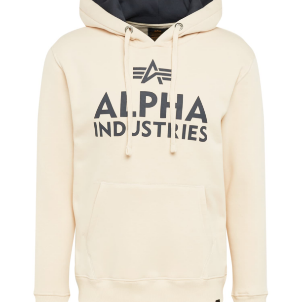 ALPHA INDUSTRIES Bluză de molton  gri / alb natural