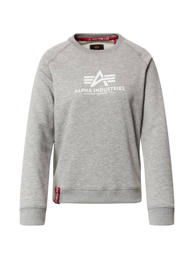 ALPHA INDUSTRIES Bluză de molton  gri amestecat / alb