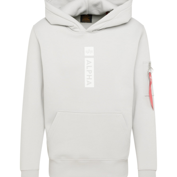 ALPHA INDUSTRIES Bluză de molton  gri deschis / alb