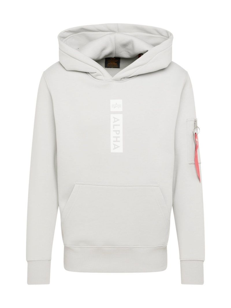 ALPHA INDUSTRIES Bluză de molton  gri deschis / alb