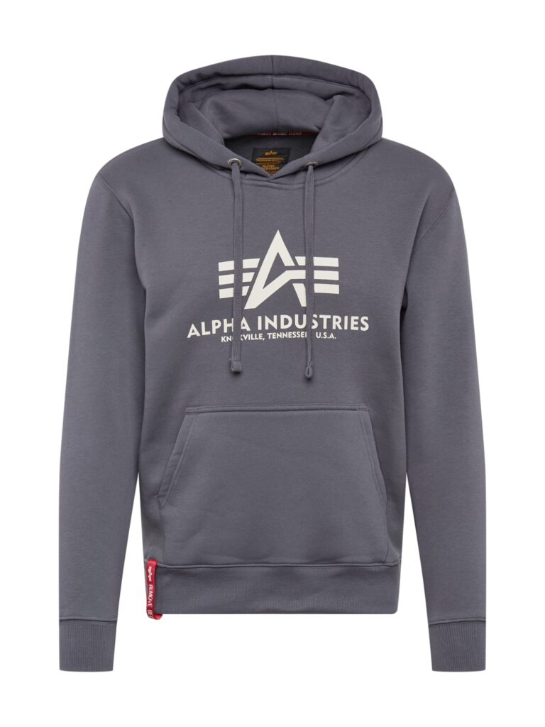 ALPHA INDUSTRIES Bluză de molton  gri închis / alb