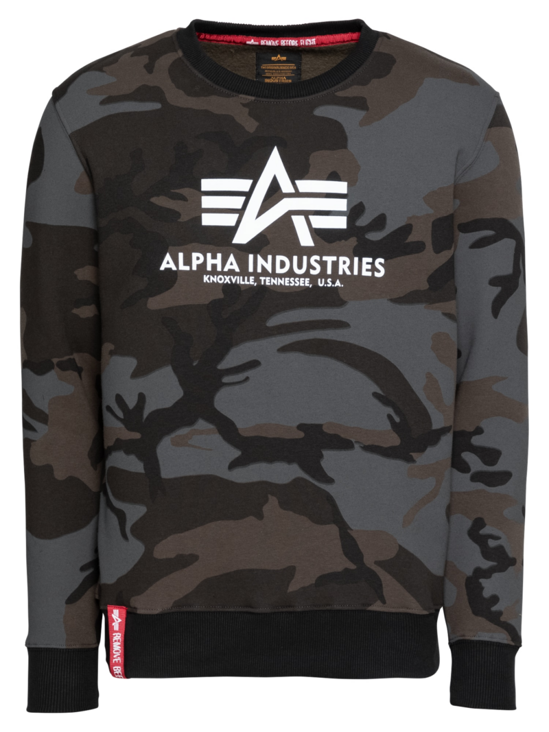 ALPHA INDUSTRIES Bluză de molton  gri închis / kaki / negru / alb