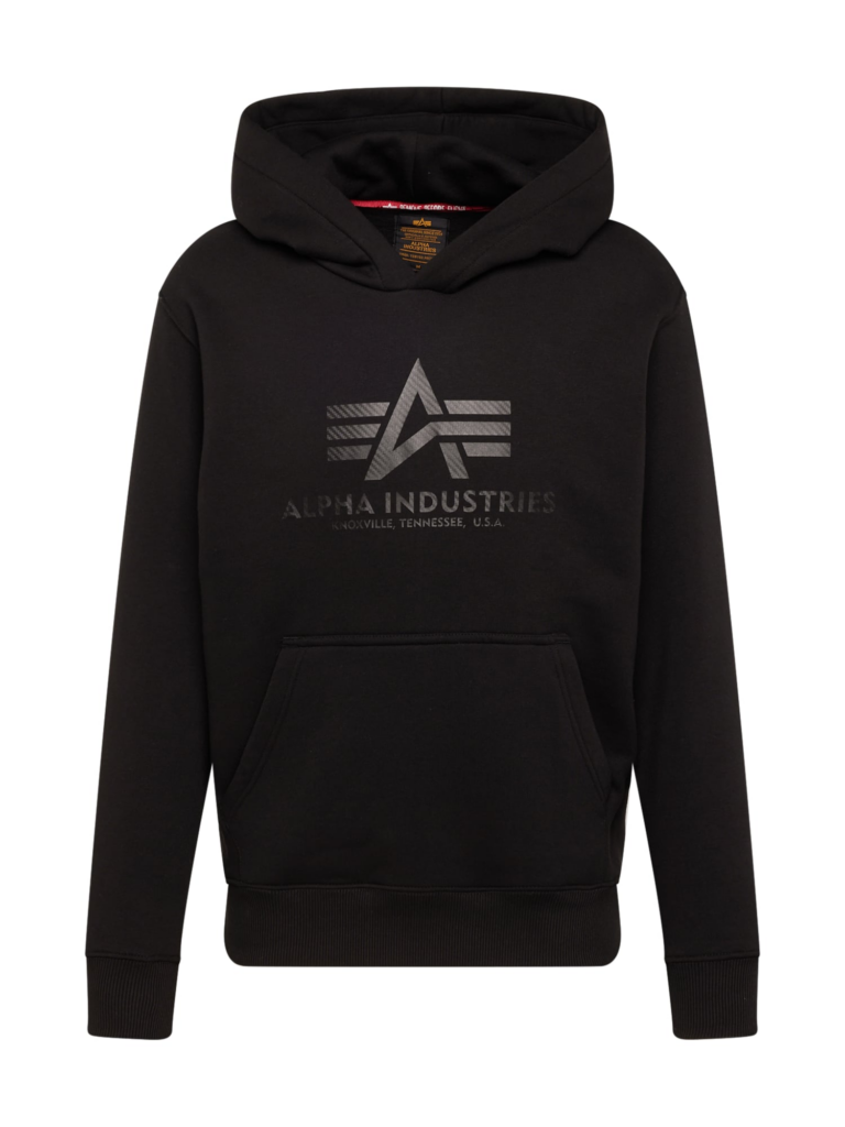 ALPHA INDUSTRIES Bluză de molton  gri închis / negru