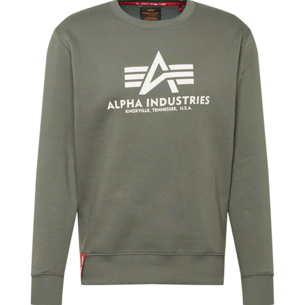 ALPHA INDUSTRIES Bluză de molton  kaki / alb natural