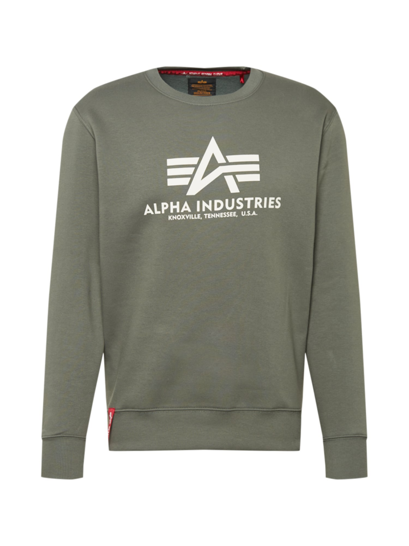 ALPHA INDUSTRIES Bluză de molton  kaki / alb natural