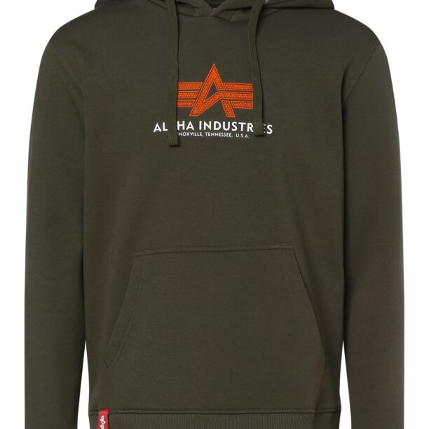 ALPHA INDUSTRIES Bluză de molton  kaki / portocaliu / alb