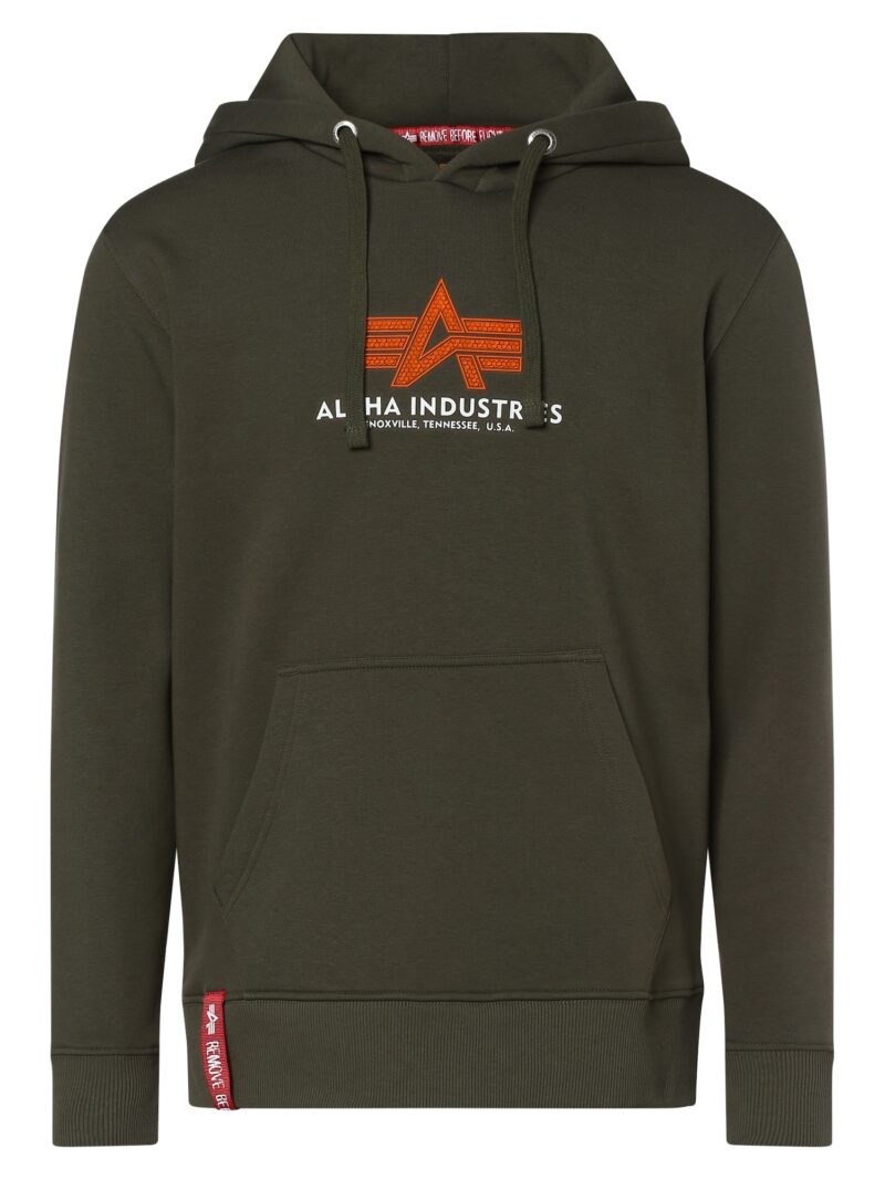 ALPHA INDUSTRIES Bluză de molton  kaki / portocaliu / alb