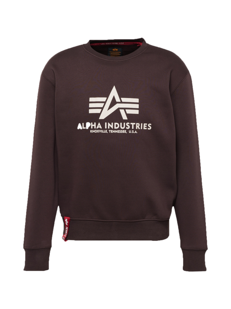 ALPHA INDUSTRIES Bluză de molton  maro / alb