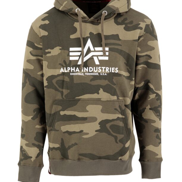 ALPHA INDUSTRIES Bluză de molton  maro / oliv / alb