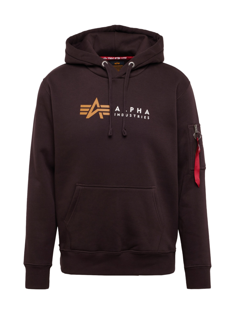 ALPHA INDUSTRIES Bluză de molton  maro / portocaliu pastel / roșu / alb