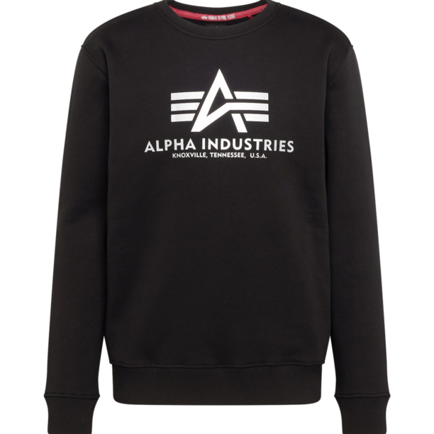 ALPHA INDUSTRIES Bluză de molton  negru / alb