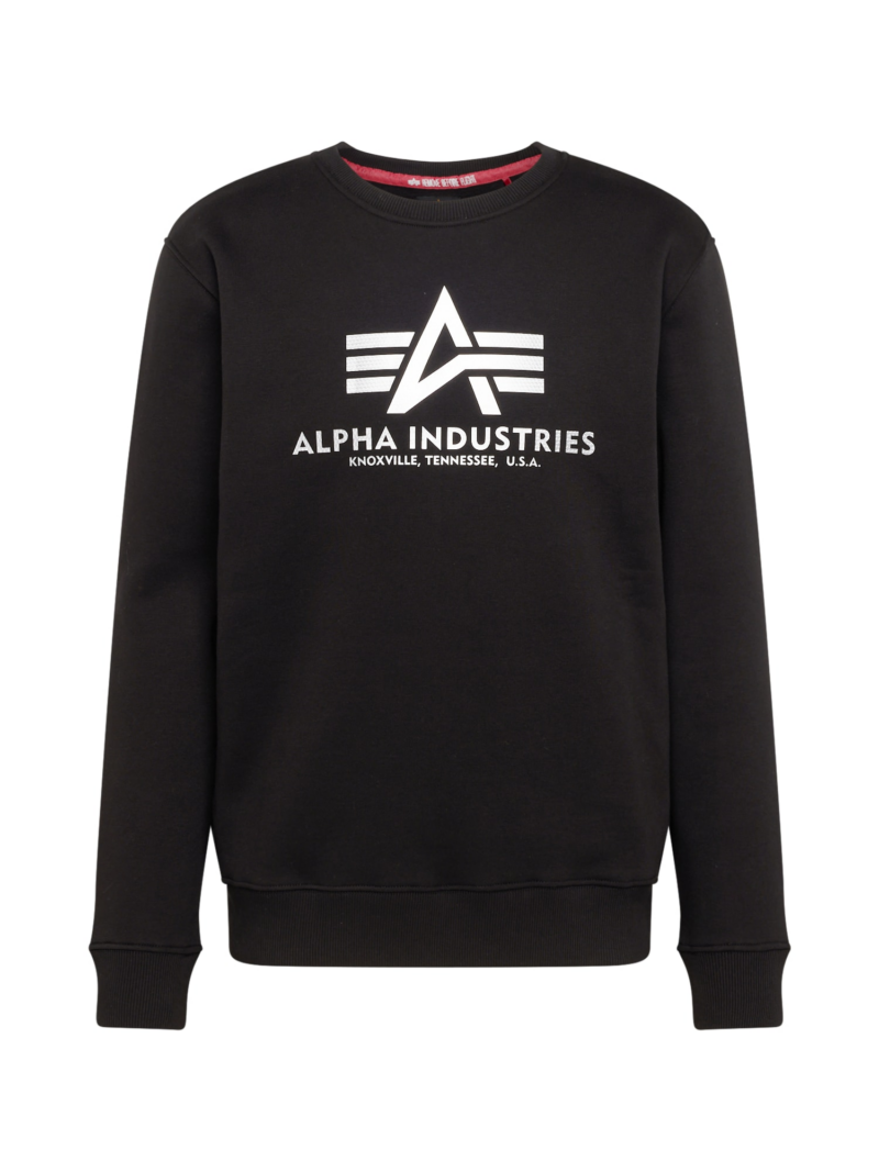 ALPHA INDUSTRIES Bluză de molton  negru / alb