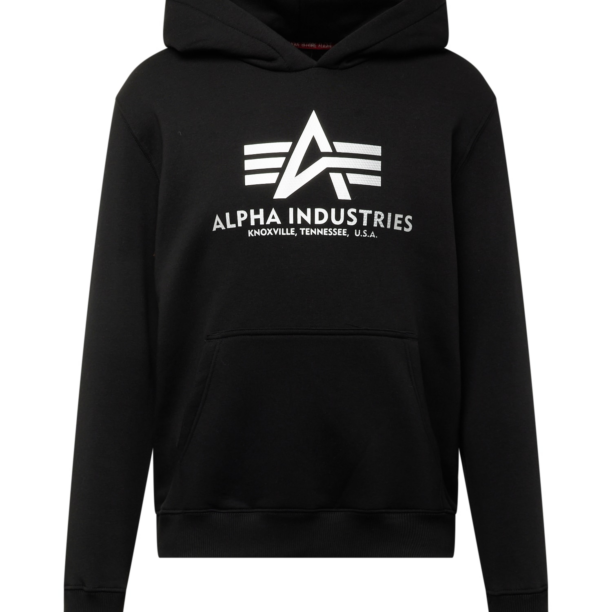 ALPHA INDUSTRIES Bluză de molton  negru / alb