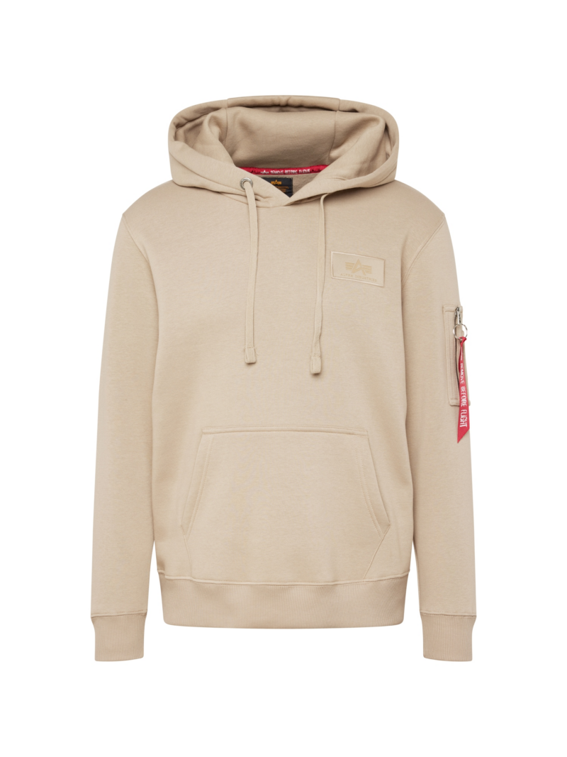 ALPHA INDUSTRIES Bluză de molton  nisipiu / roșu / alb