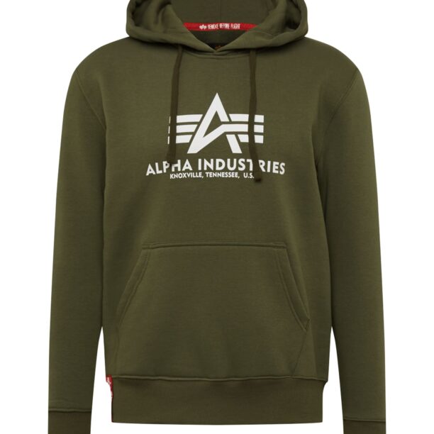 ALPHA INDUSTRIES Bluză de molton  oliv / alb