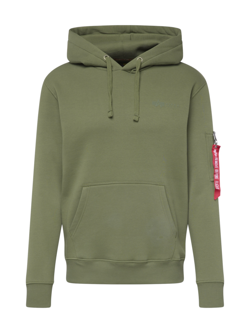 ALPHA INDUSTRIES Bluză de molton  oliv / roșu