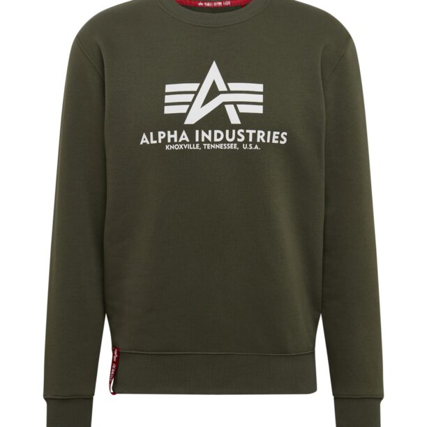 ALPHA INDUSTRIES Bluză de molton  oliv / roșu / alb