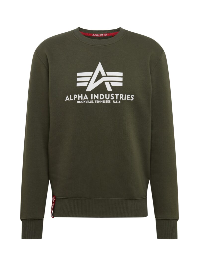 ALPHA INDUSTRIES Bluză de molton  oliv / roșu / alb