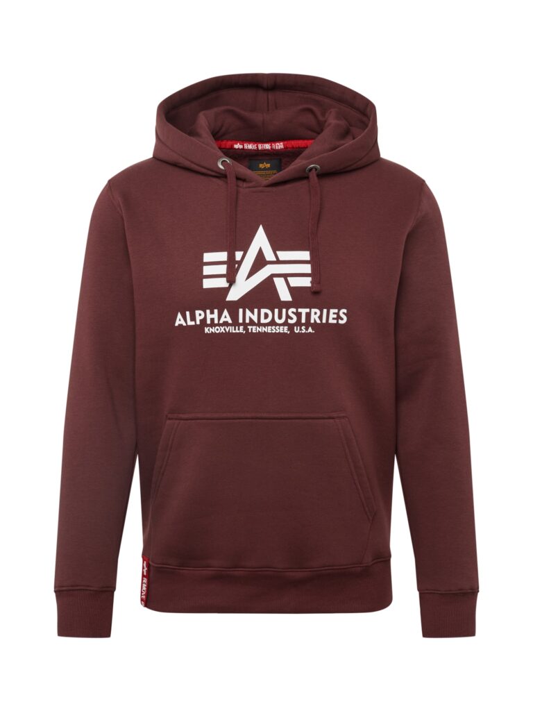 ALPHA INDUSTRIES Bluză de molton  roșu burgundy / alb