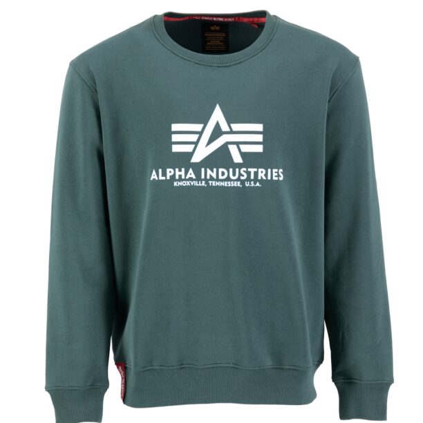 ALPHA INDUSTRIES Bluză de molton  verde închis / alb