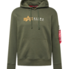 ALPHA INDUSTRIES Bluză de molton  verde închis / portocaliu deschis / roșu / alb