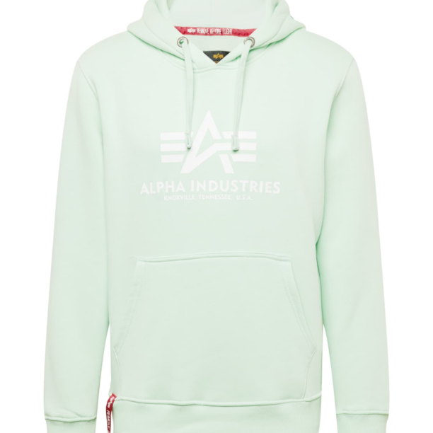 ALPHA INDUSTRIES Bluză de molton  verde mentă / alb