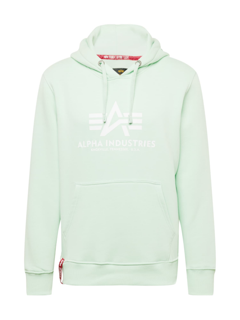 ALPHA INDUSTRIES Bluză de molton  verde mentă / alb