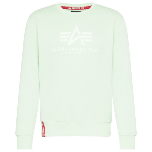 ALPHA INDUSTRIES Bluză de molton  verde pastel / alb