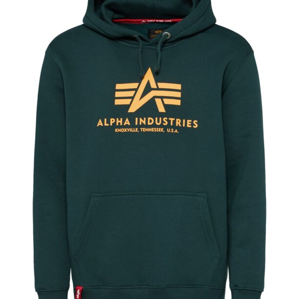 ALPHA INDUSTRIES Bluză de molton  verde pin / portocaliu deschis / roșu / alb