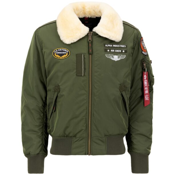 ALPHA INDUSTRIES Geacă de iarnă 'Injector III Air Force'  verde închis / roșu intens / alb lână