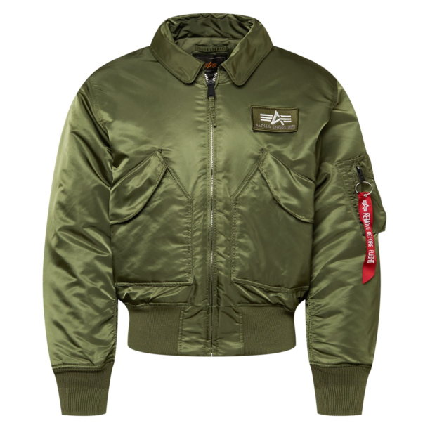 ALPHA INDUSTRIES Geacă de primăvară-toamnă 'CWU 45'  oliv / roşu închis / alb