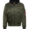 ALPHA INDUSTRIES Geacă de primăvară-toamnă 'MA-1 D-Tec'  oliv / roșu / negru / alb