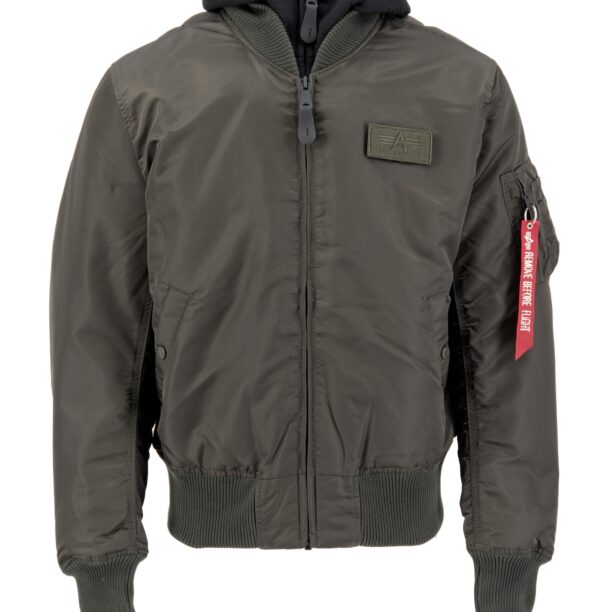 ALPHA INDUSTRIES Geacă de primăvară-toamnă 'MA-1 D-Tec'  verde / roșu / negru / alb