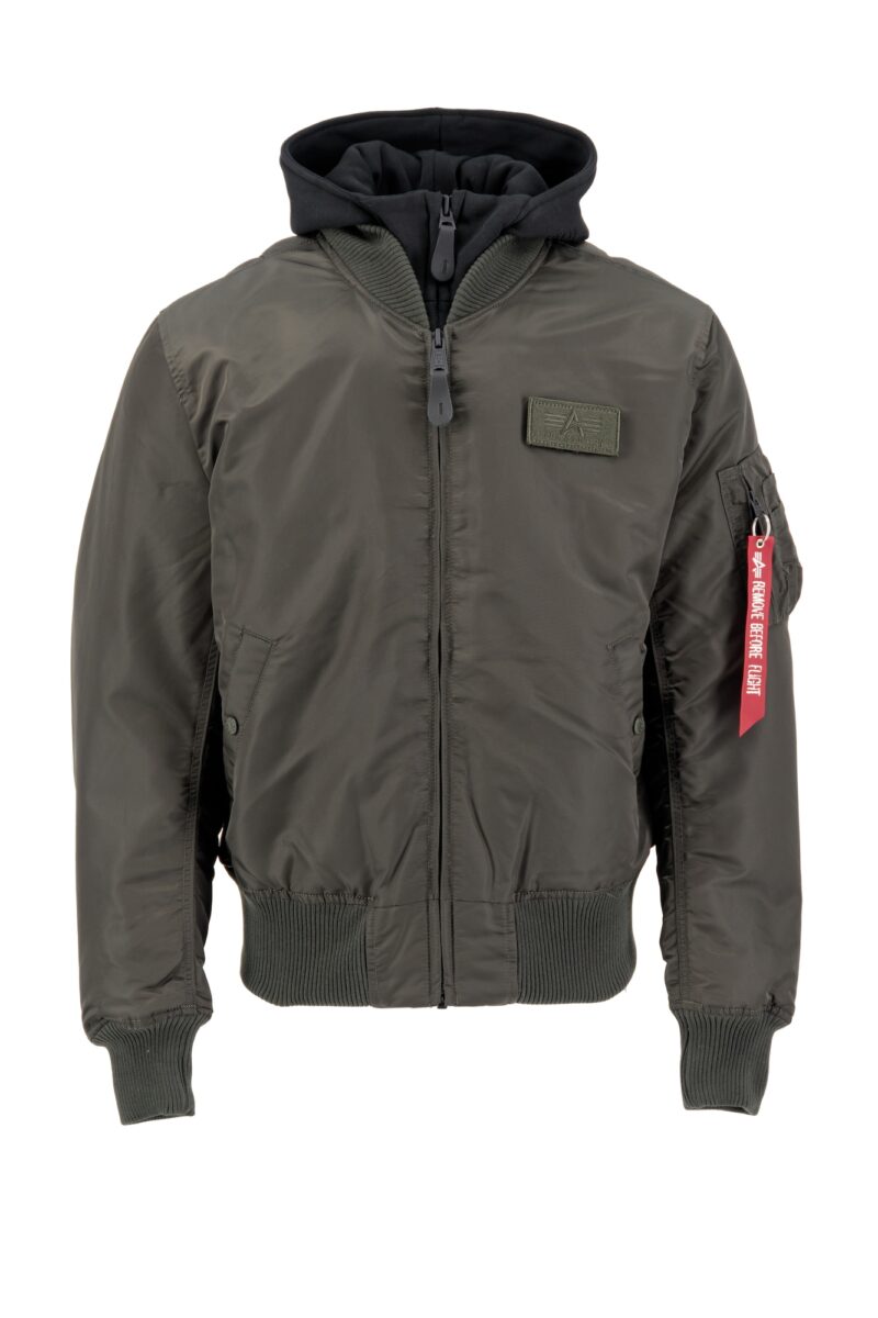 ALPHA INDUSTRIES Geacă de primăvară-toamnă 'MA-1 D-Tec'  verde / roșu / negru / alb