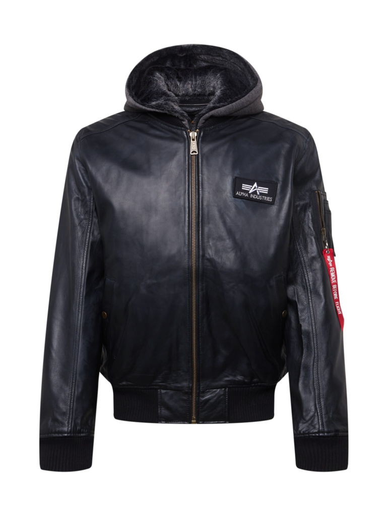 ALPHA INDUSTRIES Geacă de primăvară-toamnă 'MA-1 D'  negru / alb