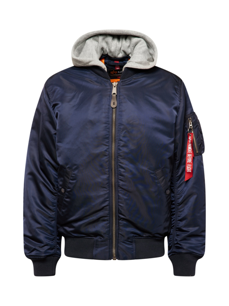 ALPHA INDUSTRIES Geacă de primăvară-toamnă 'MA-1 ZH'  bleumarin / gri amestecat / roșu / alb murdar